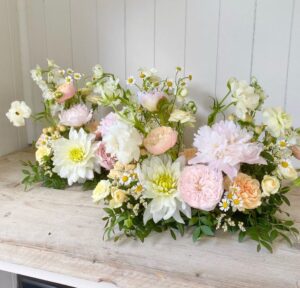 Plum and Petal Floral arrangement for wedding. Wedding Flowers Skipton. 