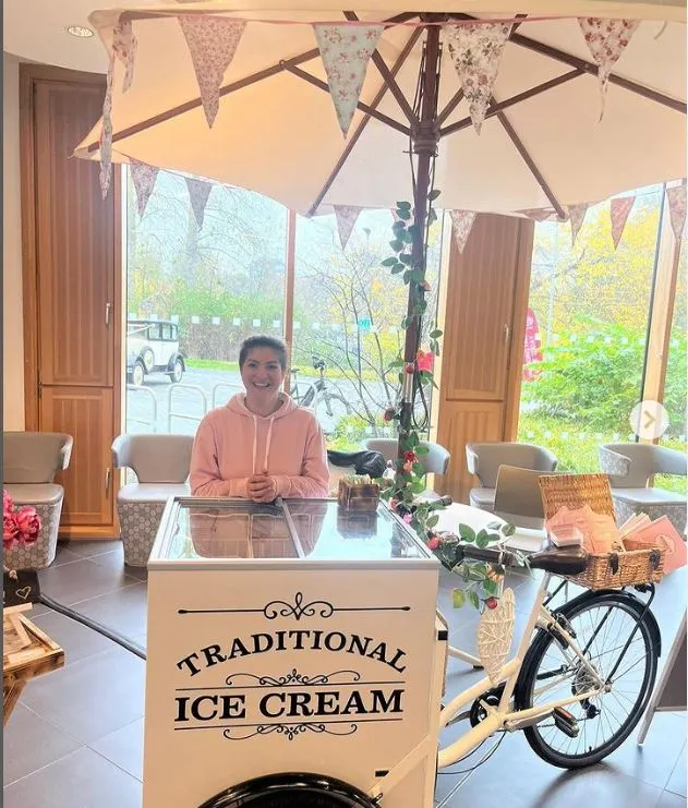 Icecream bike set up at a wedding 