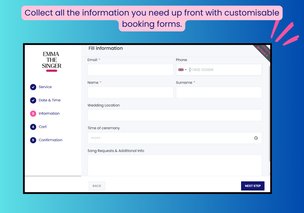 Custom booking forms