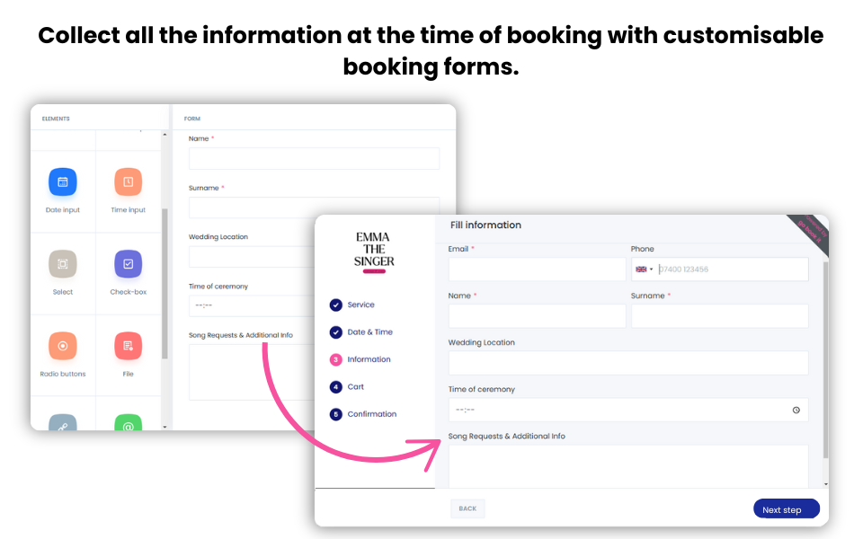 Customisable booking forms