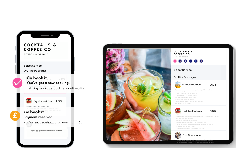 Instant bookings for mobile bars