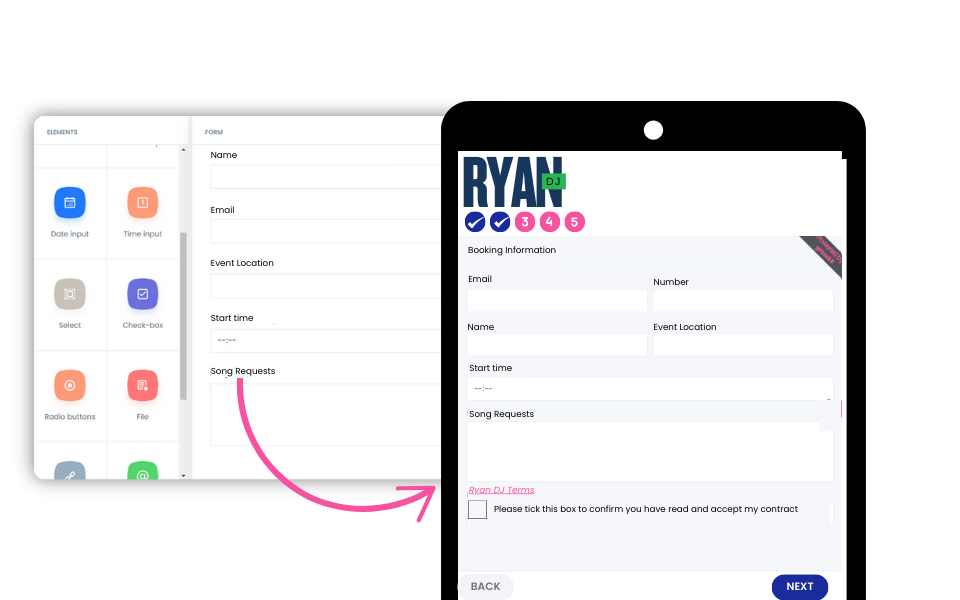 Bespoke booking forms for DJs
