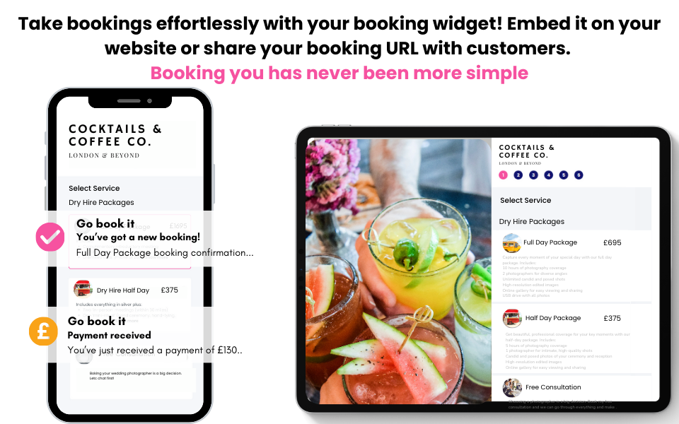 Instant bookings for mobile bars