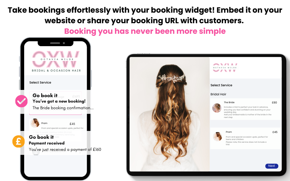 Instant bookings for wedding hair stylists