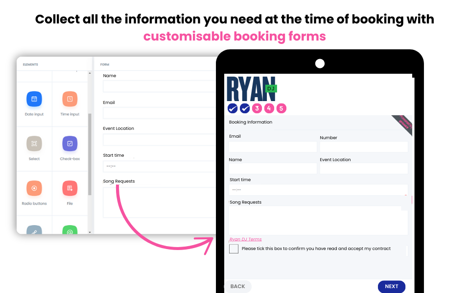 Custom booking forms for DJs. Booking software for DJs