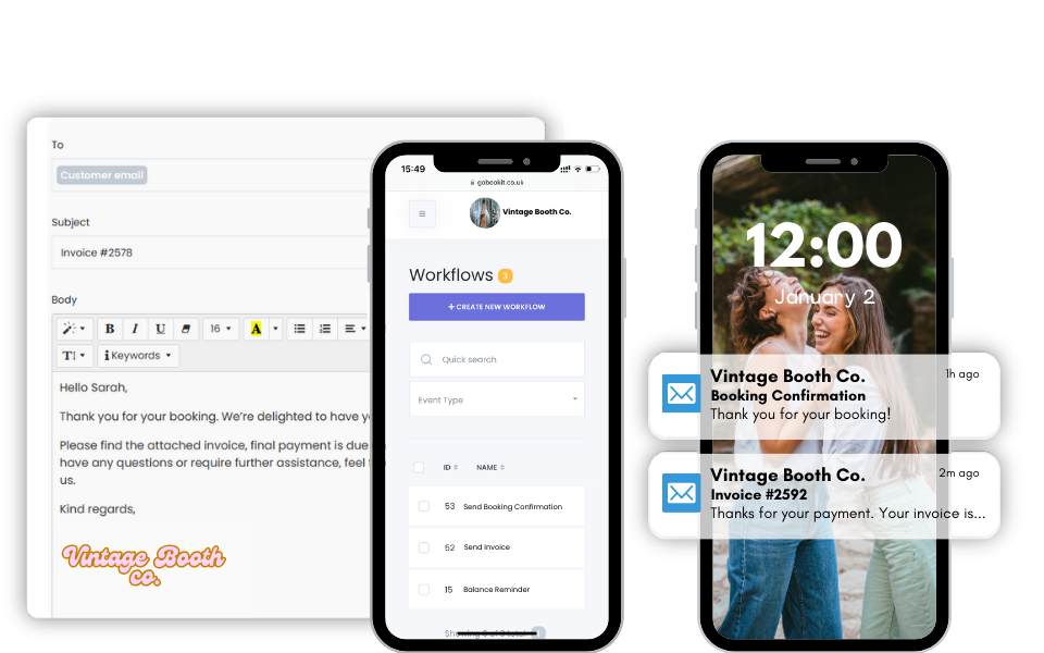Automated Emails for Photo booth suppliers