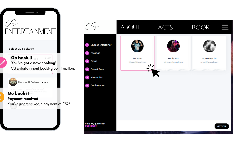 Real time booking widget for all of your acts. Booking Software for entertainment agencies