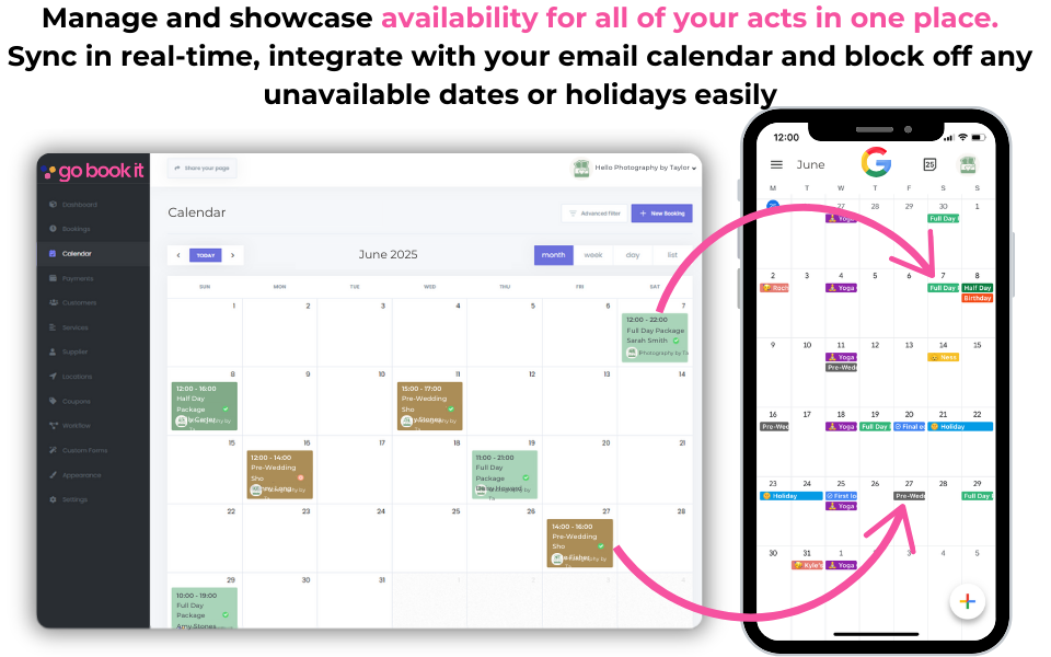 Manage all of your acts calendar in one place